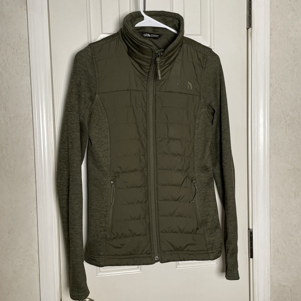 The North Face Extra Small Olive Quilted Jacket Full Zip Stretch